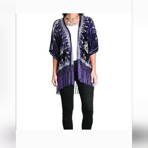 Raga Purple Velvet Kimono Jacket